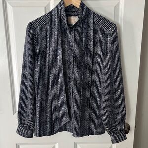 Pendleton Vintage Floral Button Down Silky Blouse with detached tie sz Large